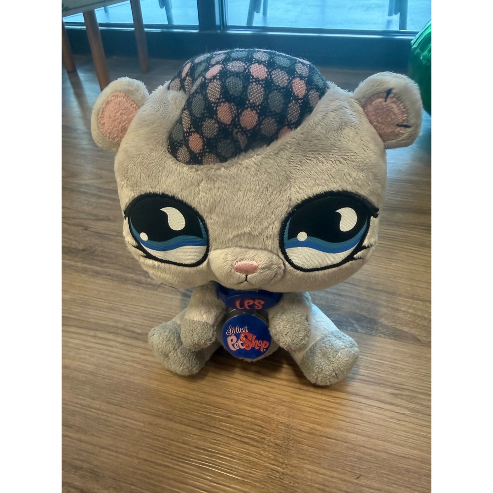 Littlest Pet Shop Squirrel Plush 2008 Hasbro Grey Blue Eyes VIP65047 SEALED CODE